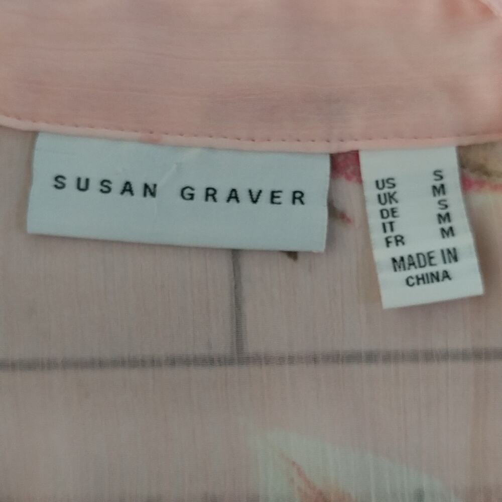 Susan Graver Sheer Floral Top Pink Size S - Picture 4 of 8